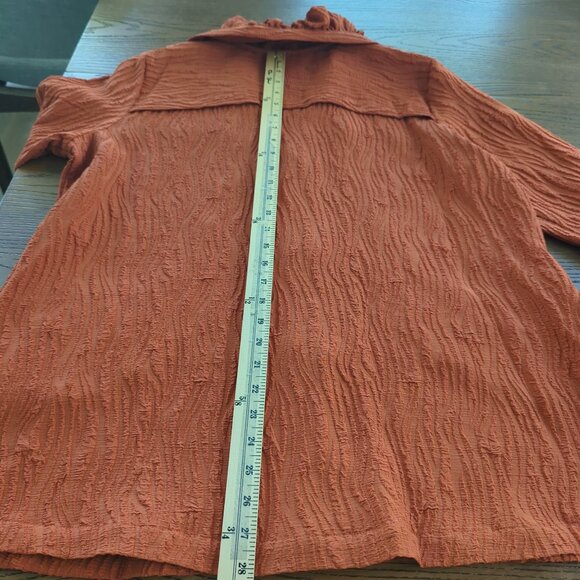 Ali Miles 3/4" sleeve burnt orange button front pockets Tunic Textured Jacket Lg - Picture 15 of 16
